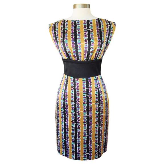 Trina Turk Silk Sleeveless Sheath Dress Workwear Cocktail Gold Black Purple - Picture 4 of 10